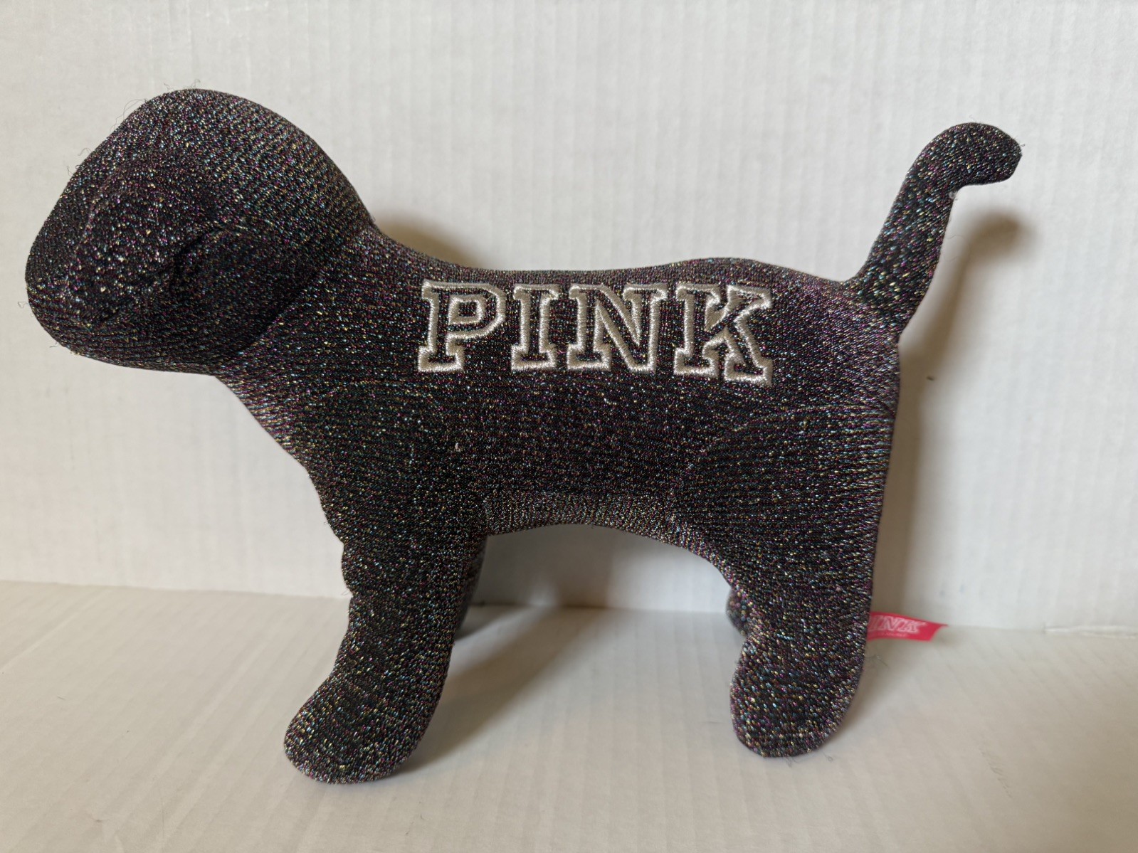 2019-Victoria\'s Secret Pink Iridescent Glitter Bling 13” Giant Mini Dog 