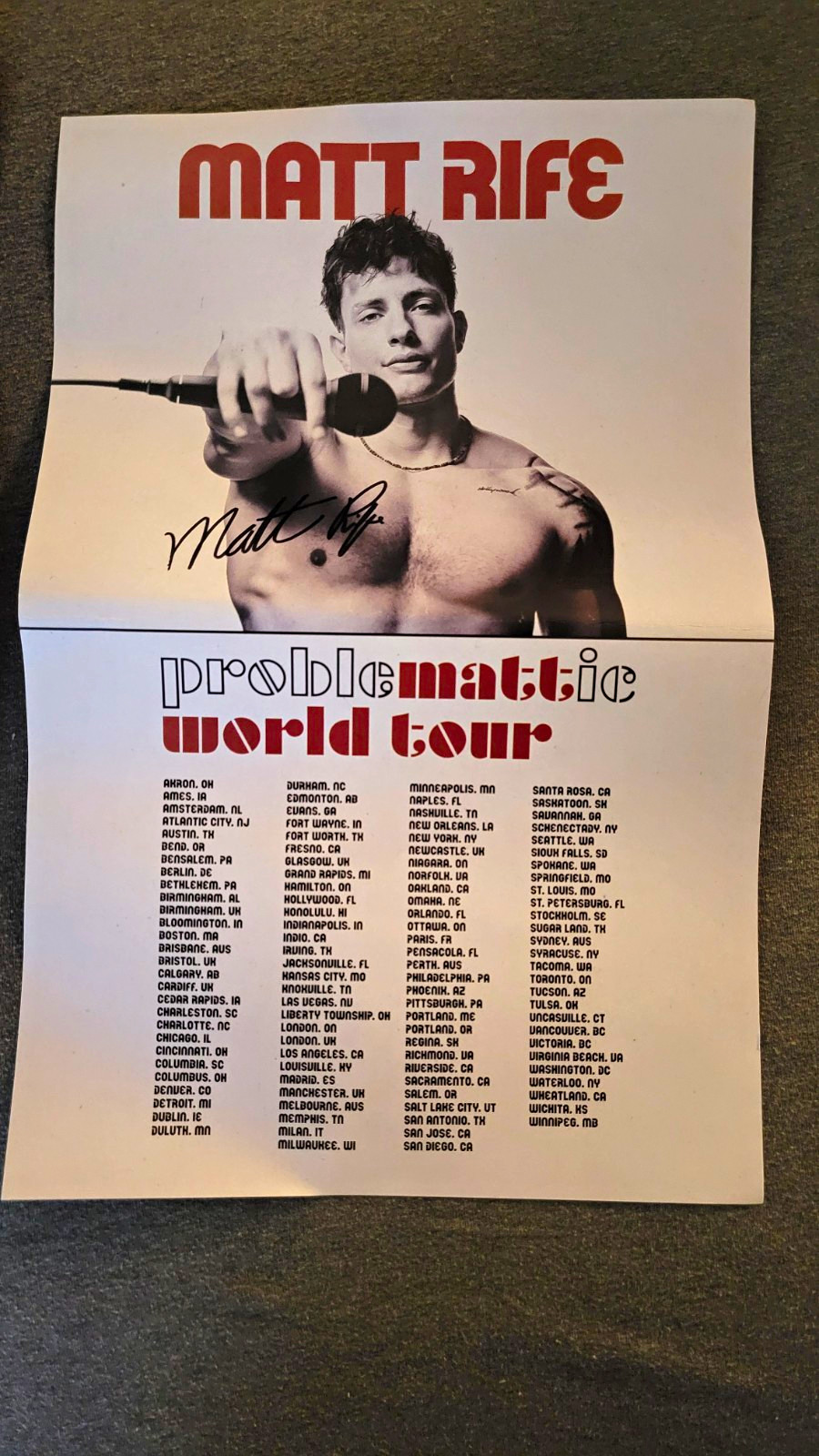 Matt Rife Signed ProbleMATTic World Tour Poster Original