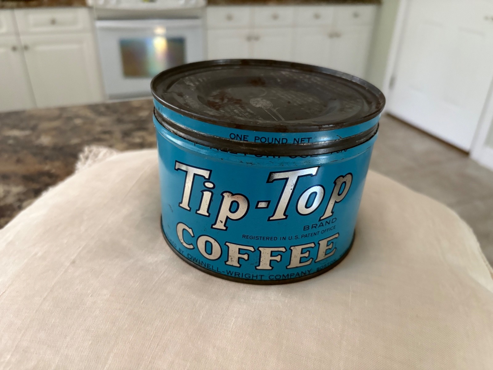 Vintage TipTop keywind coffee tin with original lid