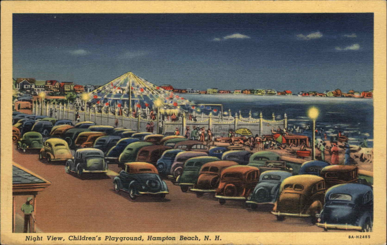 Hampton Beach New Hampshire NH Children\'s Playground c1930s-50s Linen Postcard