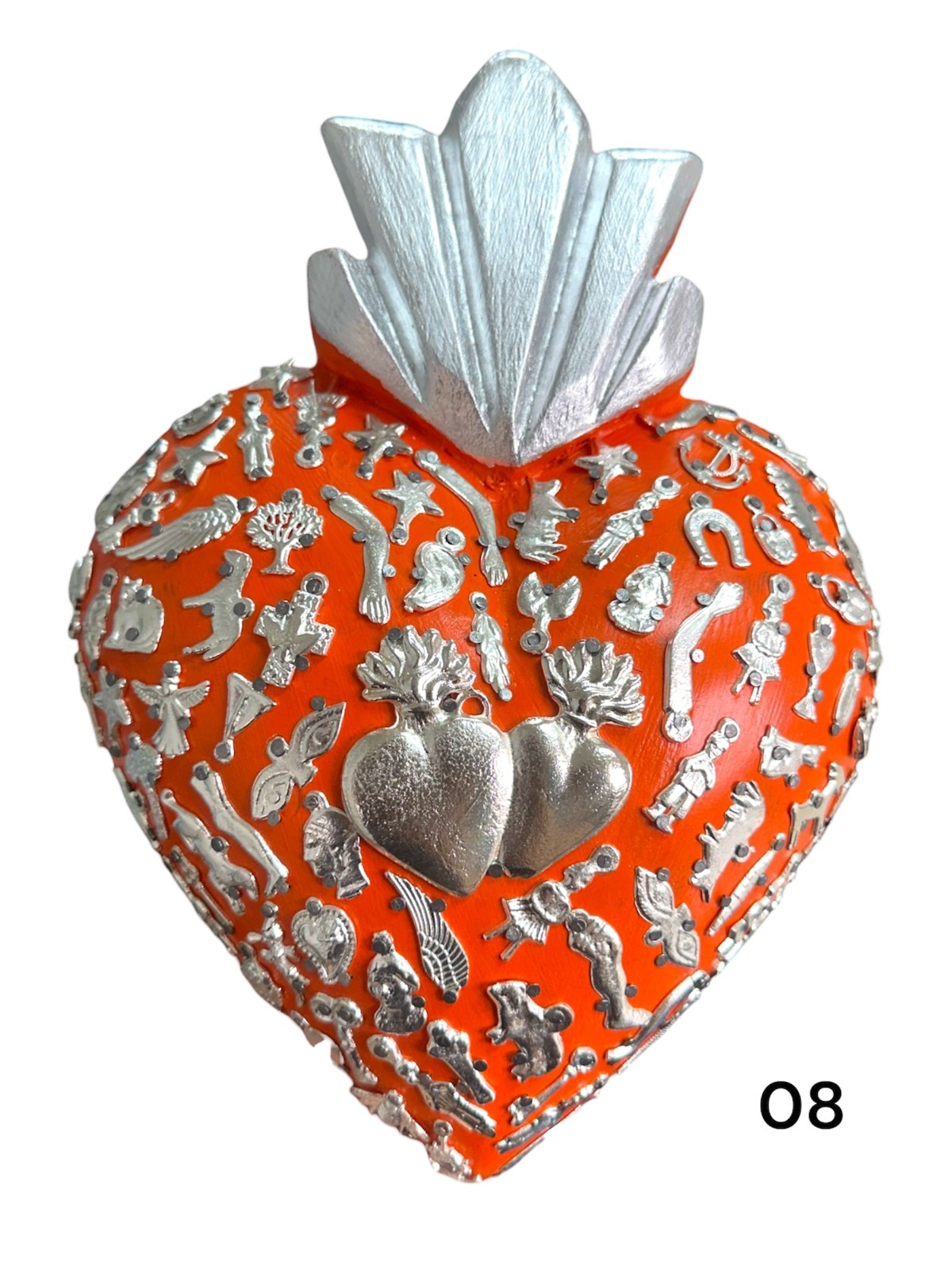 HANDMADE  MILAGROS WOOD SACRED HEART  , MEXICAN FOLK ART  , 10\