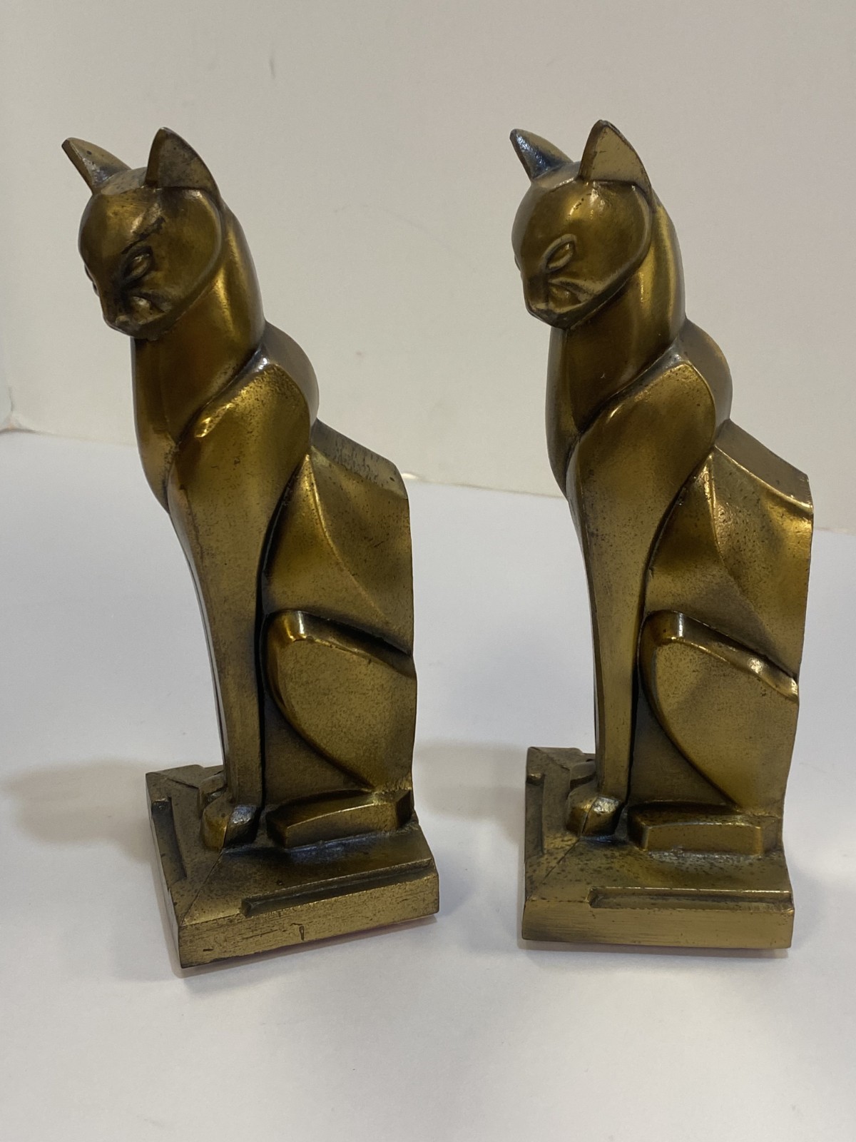 c.1930's FrankArt Art Deco Siamese Cat Bookends - Bronze-Tone Plated