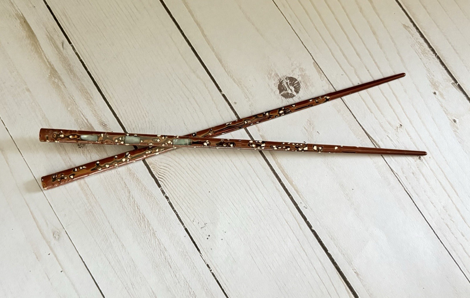 Wakasa Nuri Japanese Lacquered Inlaid Mother of Pearl Chopsticks Pair 9inch Wakasa Nuri Japanese Lacquered Inlaid Mother of Pearl Chopsticks Pair 9inch