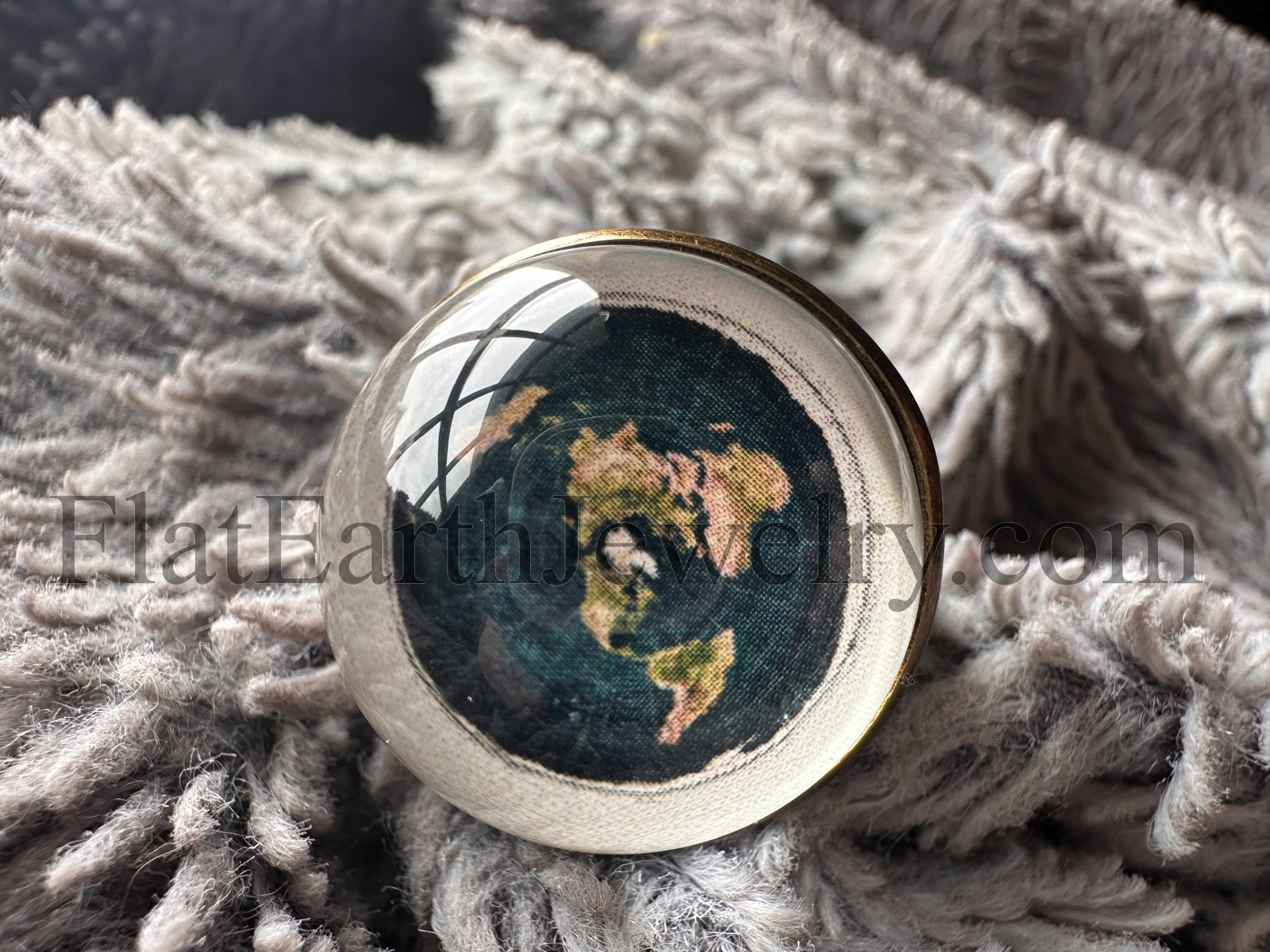 Flat Earth Bronze Toned Ring & Pendant Set - Custom Made Truth Science Facts