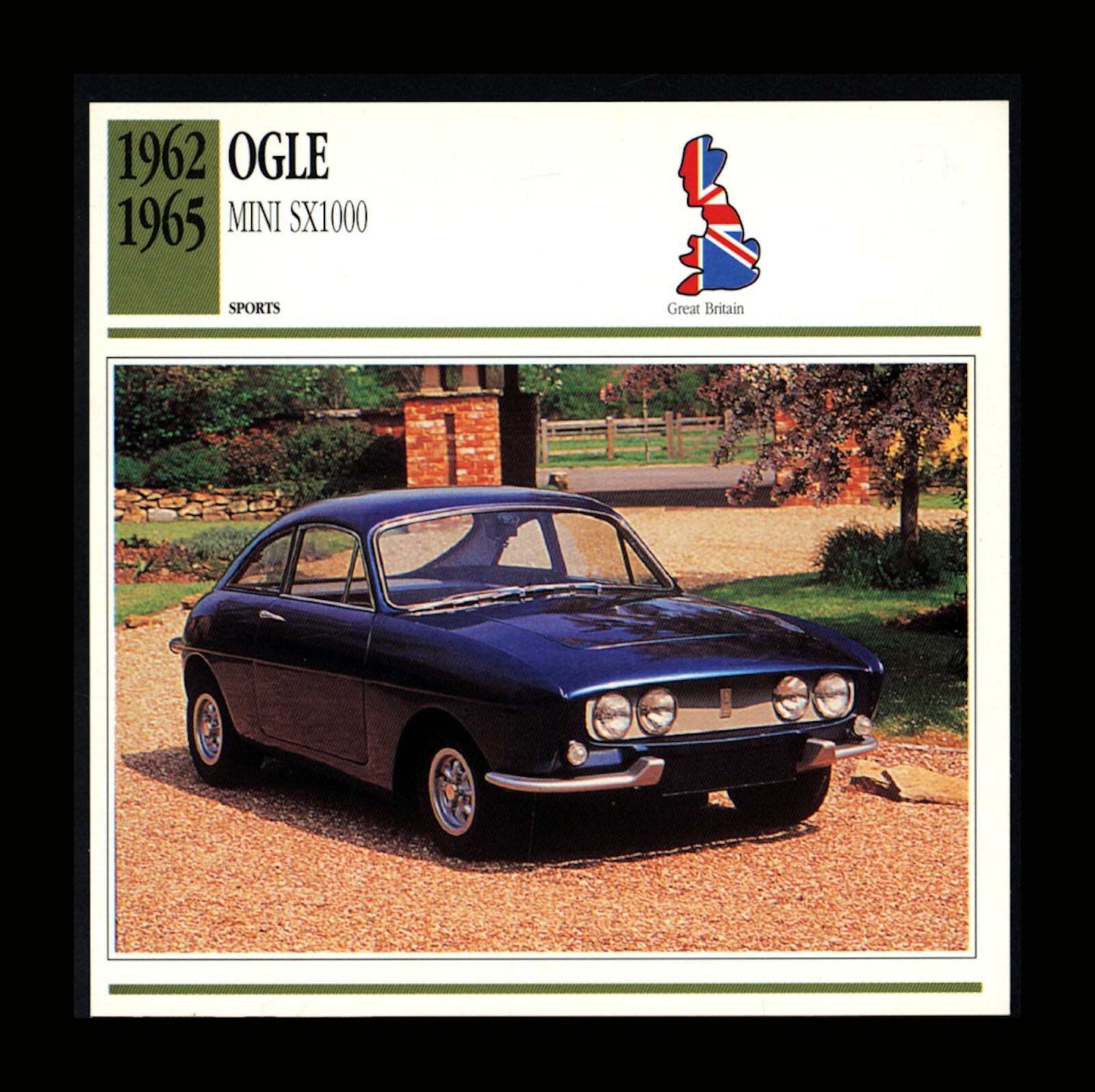 1962-1965 Ogle Mini SX1000  ATLAS EDITION Classic Car Info Spec Card
