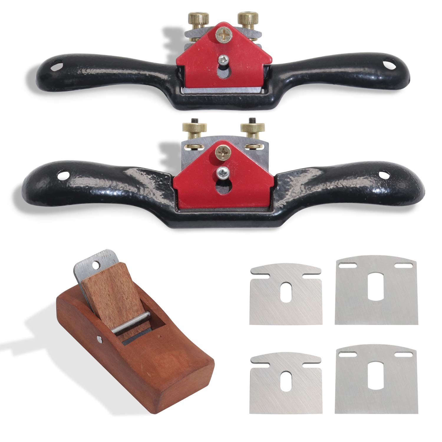 2pcs Adjustable SpokeShave with Flat Base, 6pcs Metal Blade and 1pcs Portable...