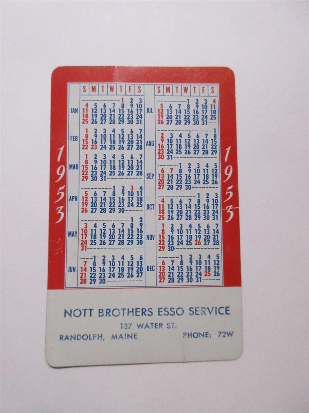 Vintage 1953 Esso Gas Oil Pocket Calendar Canasta Scoring Table Vintage 1953 Esso Gas Oil Pocket Calendar Canasta Scoring Table