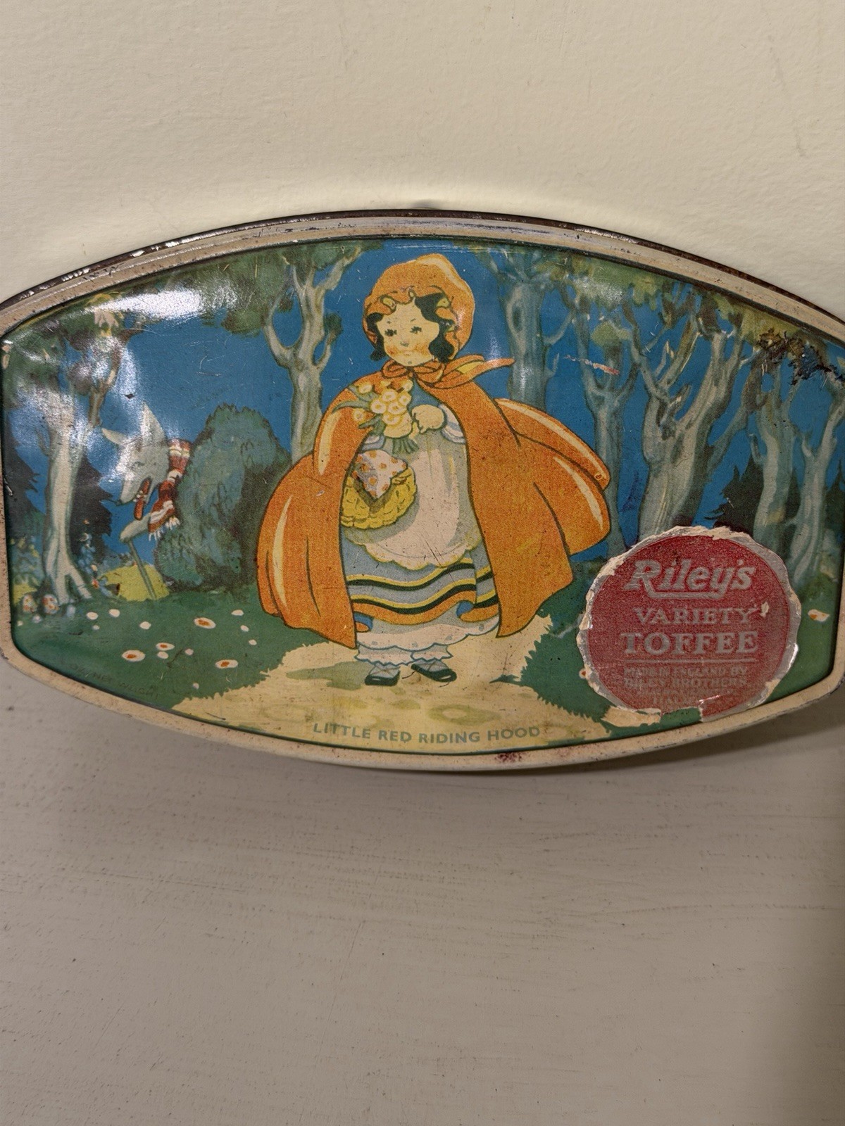 Vintage Riley’s Little Red Riding Hood Toffee Tin England Confectionary Tin