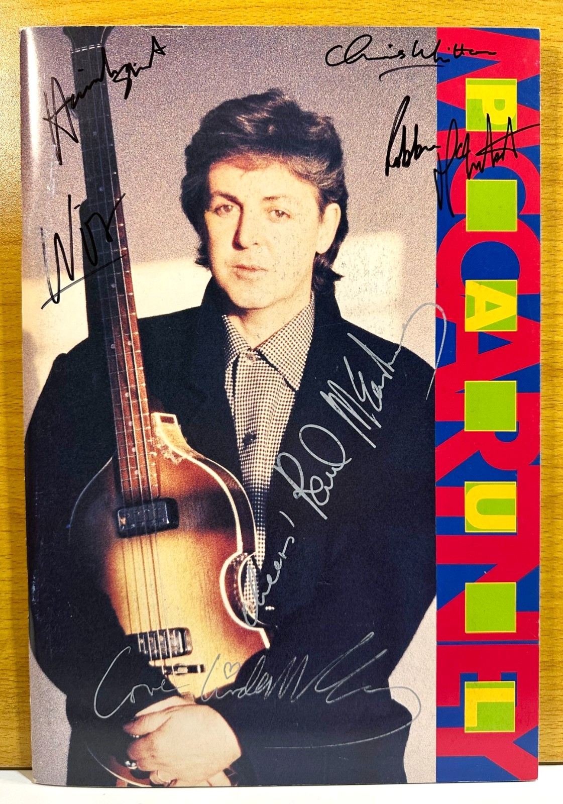 1990 Paul McCartney World Tour Concert Program Signed By 6 w/ Linda