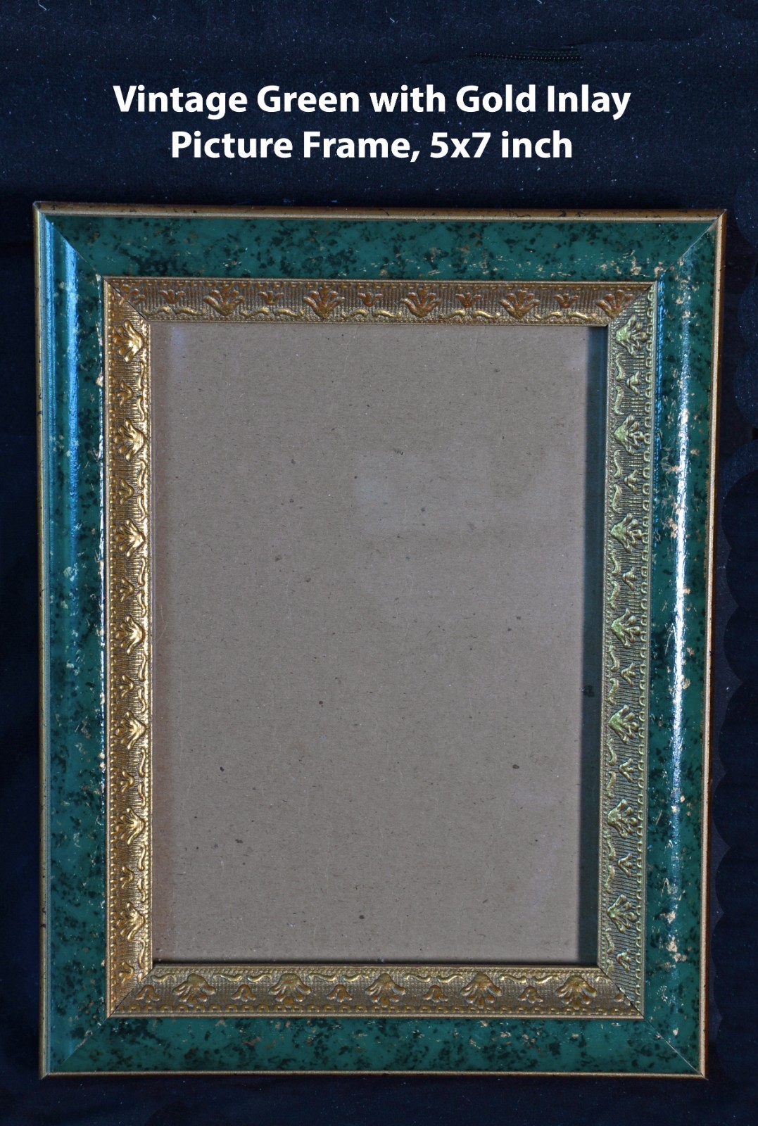 Vintage Green with Gold Inlay Picture Frame, 5x7 inch, Horizontal or Vertical