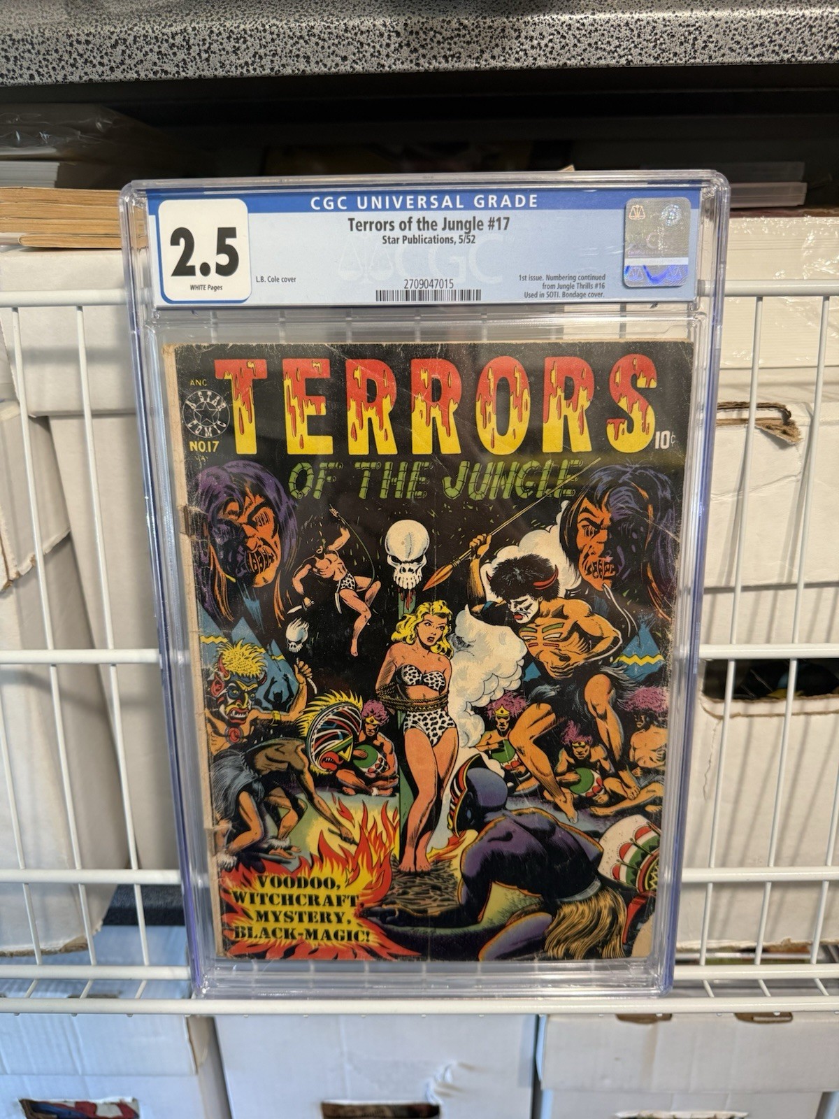 Terrors of the Jungle #17 CGC 2.5 1952 LB Cole Cover Golden Age Pre Code Horror