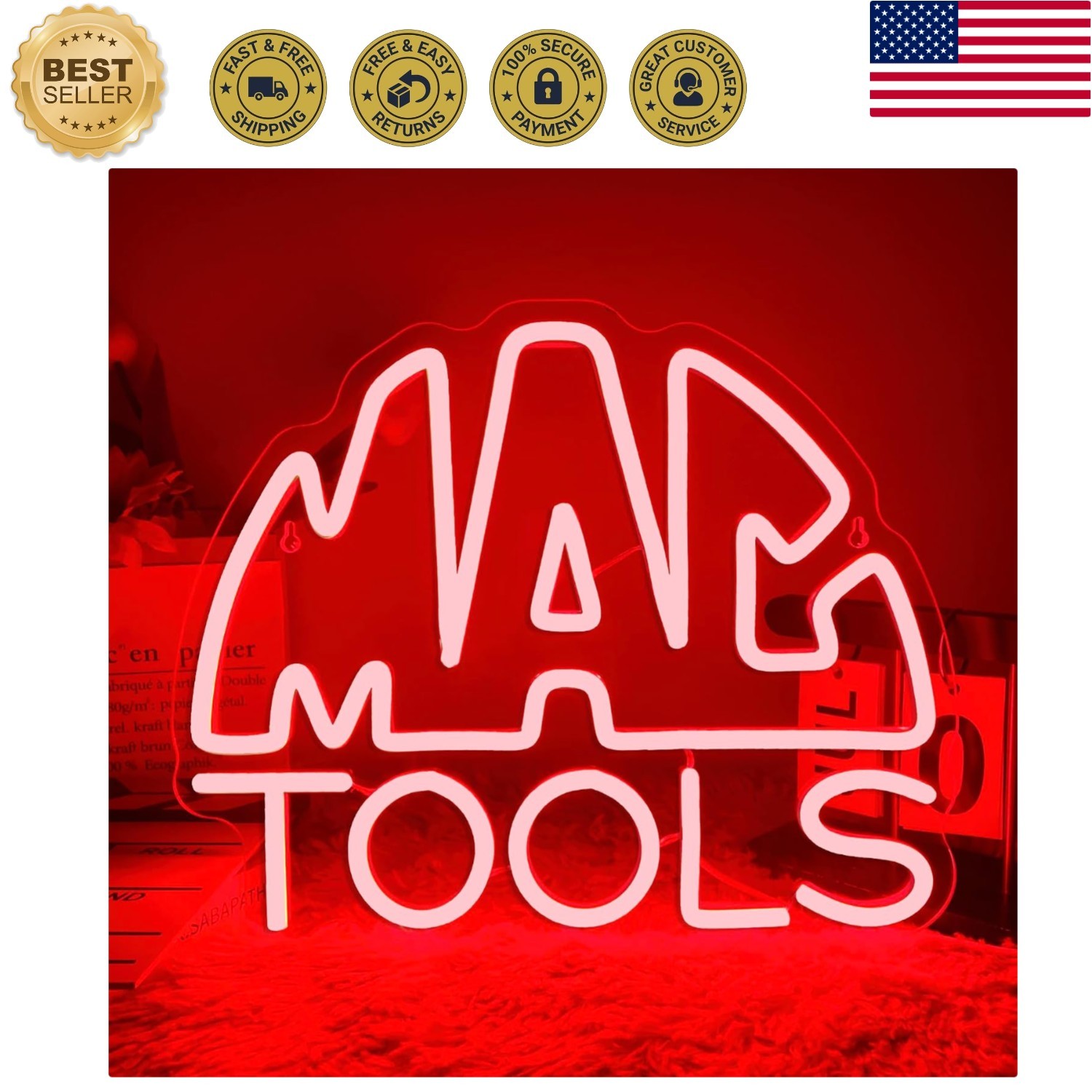 MAC and Tools Neon Sign, Dimmable Garage LED Neon Lights, USB Powered LED Lig... MAC and Tools Neon Sign, Dimmable Garage LED Neon Lights, USB Powered LED Lig...