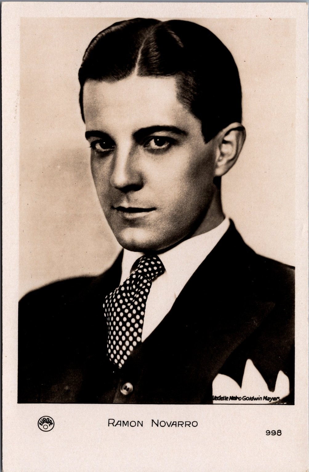 Ramon Novarro Vintage Photo Postcard Uropa Co. MGM Silent Film Star #998
