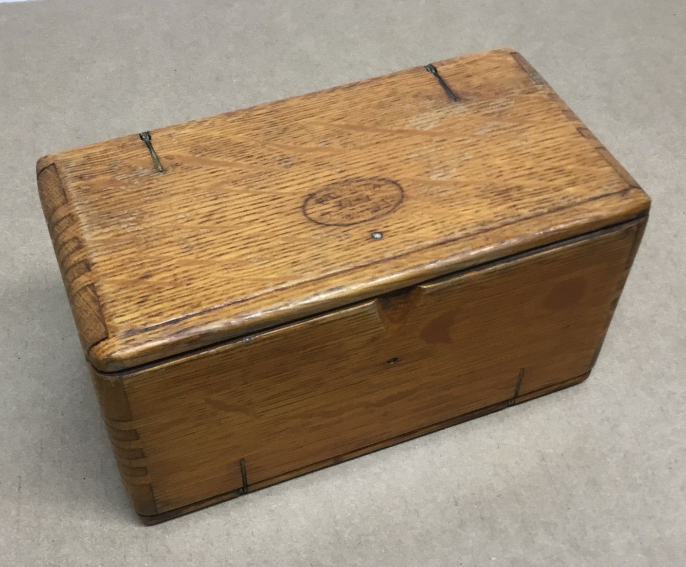 Vtg Singer Sewing Machine Folding Oak Box with Attachments Dated 1889…………[B53]