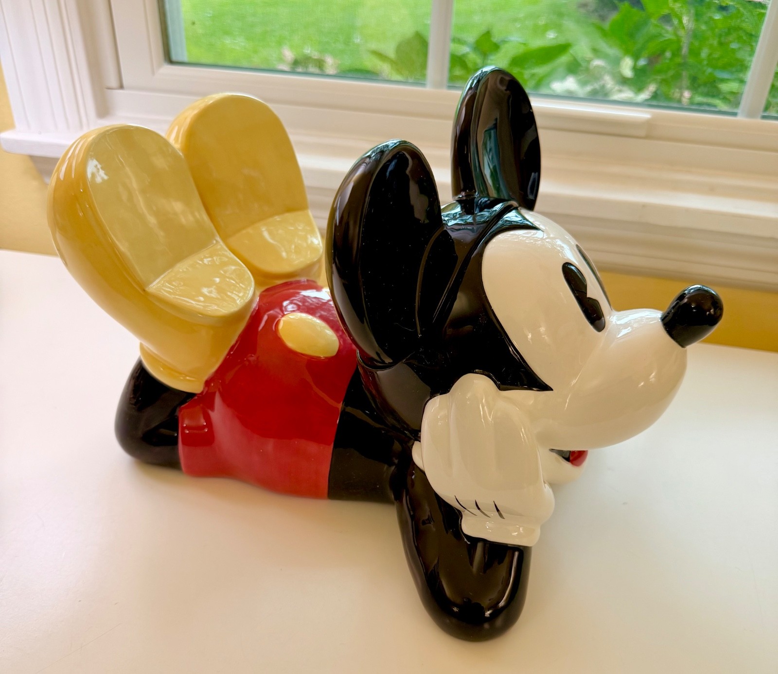 Vintage Mickey Mouse Lying Down Cookie Jar from Disney Direct NIB Never Used