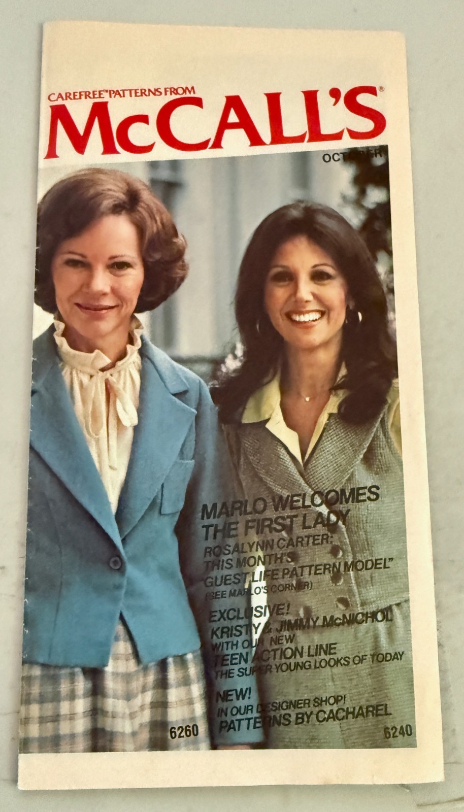 Vintage 1978 McCall\'s Carefree Patterns Hand Out - Marlo Thomas, Rosalynn Carter