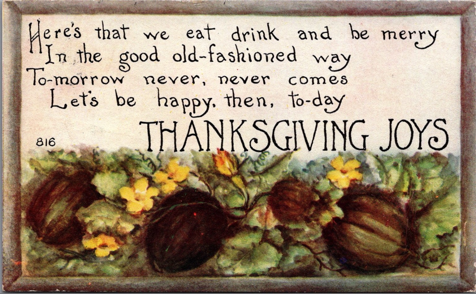 1914 Thanksgiving Joys F.A. Owen Co. Postcard - Gourds & Flowers 1914 Thanksgiving Joys F.A. Owen Co. Postcard - Gourds & Flowers