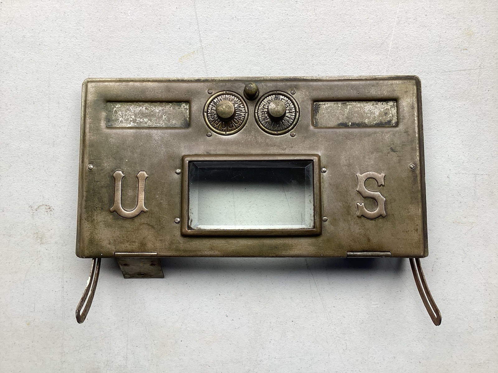 Post Office Double Lock Box Door 1886 Keyless U.S. Combination Post Office Double Lock Box Door 1886 Keyless U.S. Combination