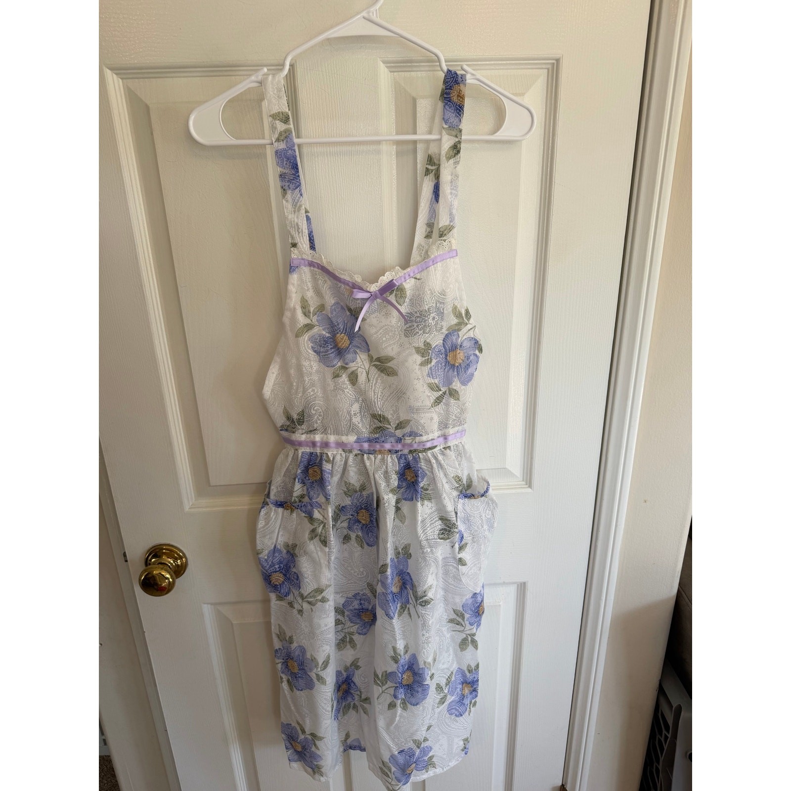 Vintage Yves Saint Laurent New With Tags YSL Floral Apron Blue Made in Japan