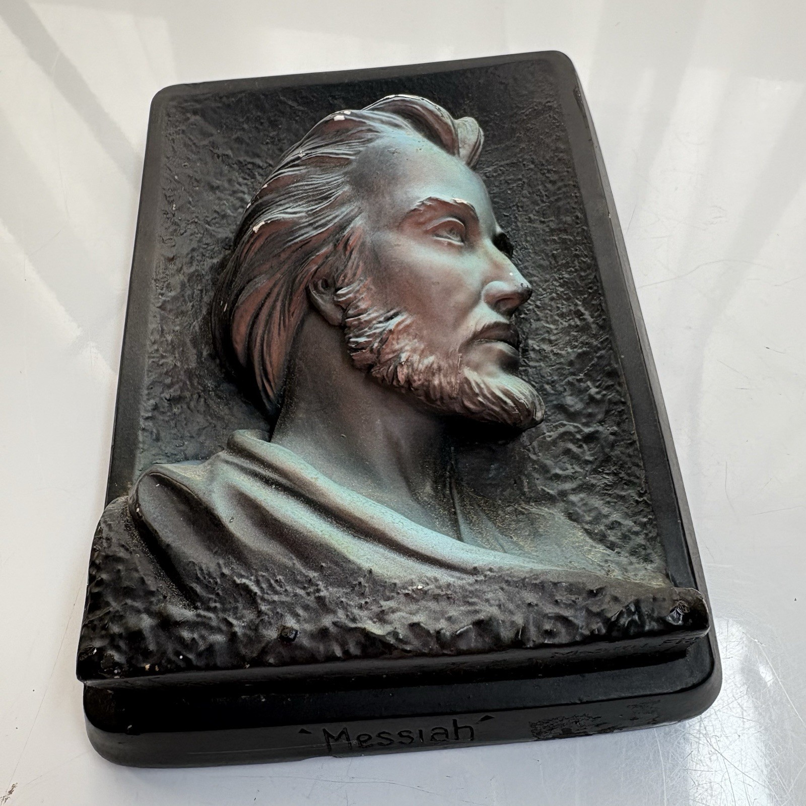 Vtg JESUS Wall Plaque Chalk ware 3-D Relief By Victor Creative Arts FL Messiah