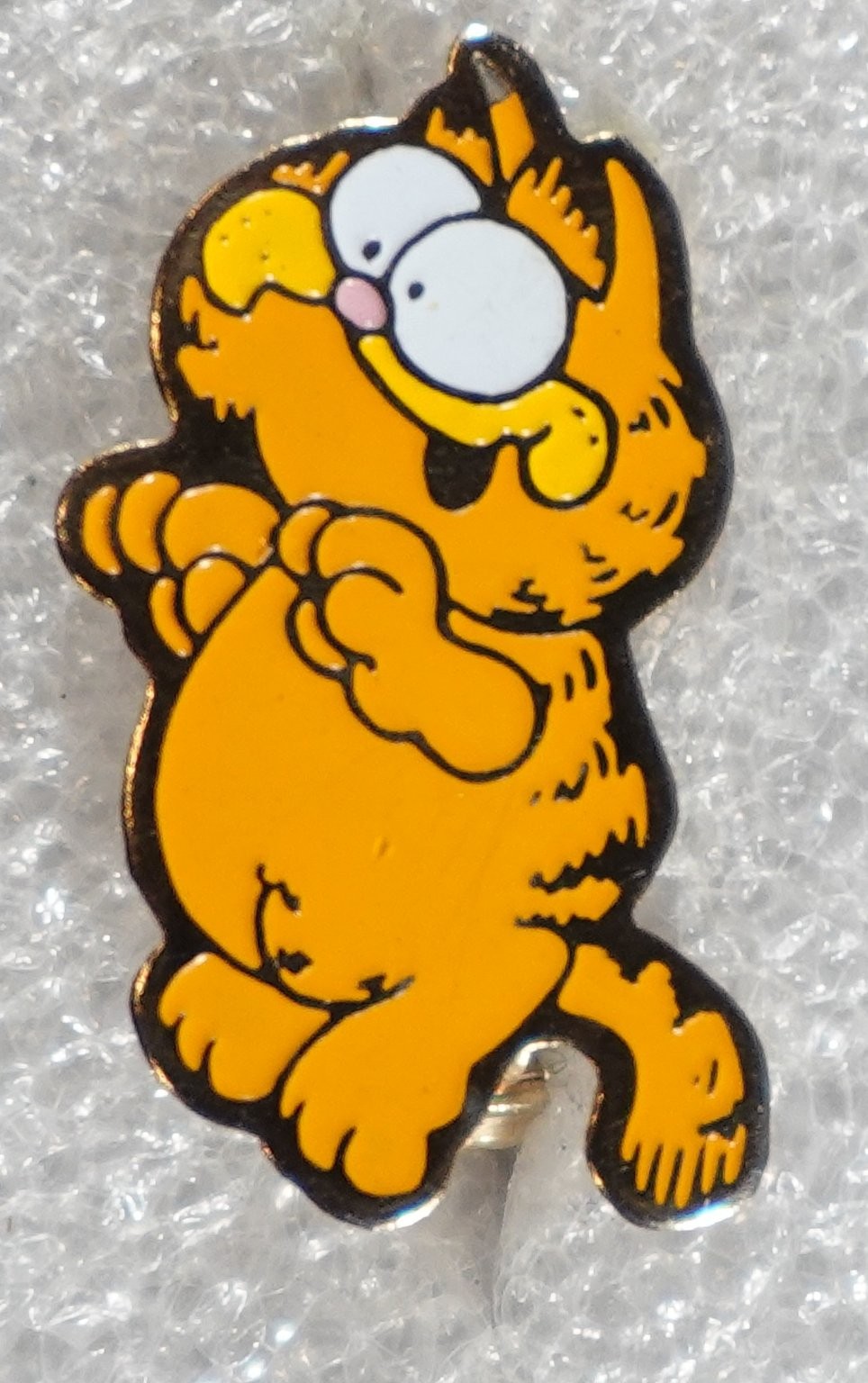 Garfield Pinback Button Kay\'s Merry Taiwan Enamel Cat 1980s pin small