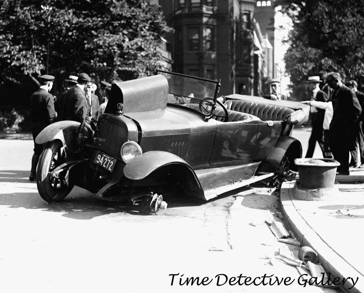 Vintage Car Wreck - circa 1920 - Historic Photo Print