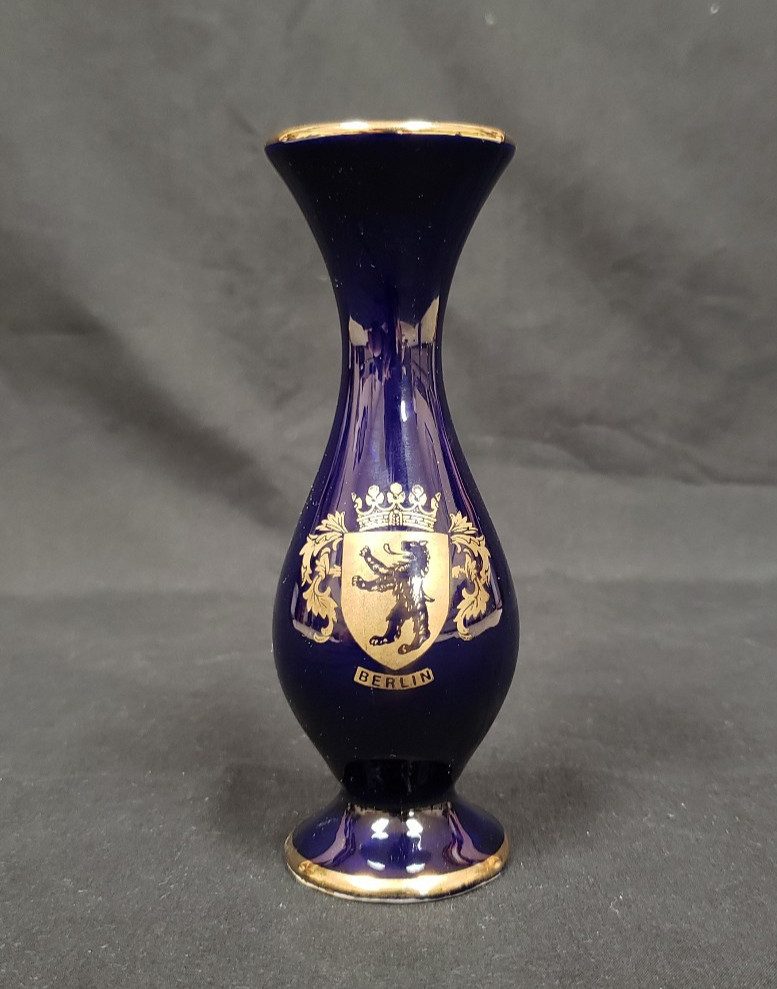 Berlin Germany Souvenir Vase Cobalt Blue