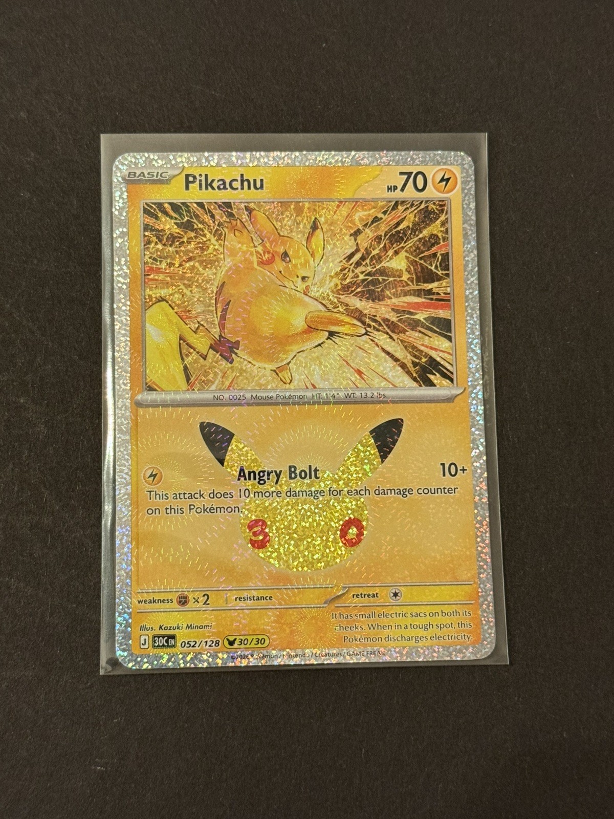 Pokémon TCG - Pikachu 052/128 (30/30) 30th Celebrations Pika Collection | NM Pokémon TCG - Pikachu 052/128 (30/30) 30th Celebrations Pika Collection | NM