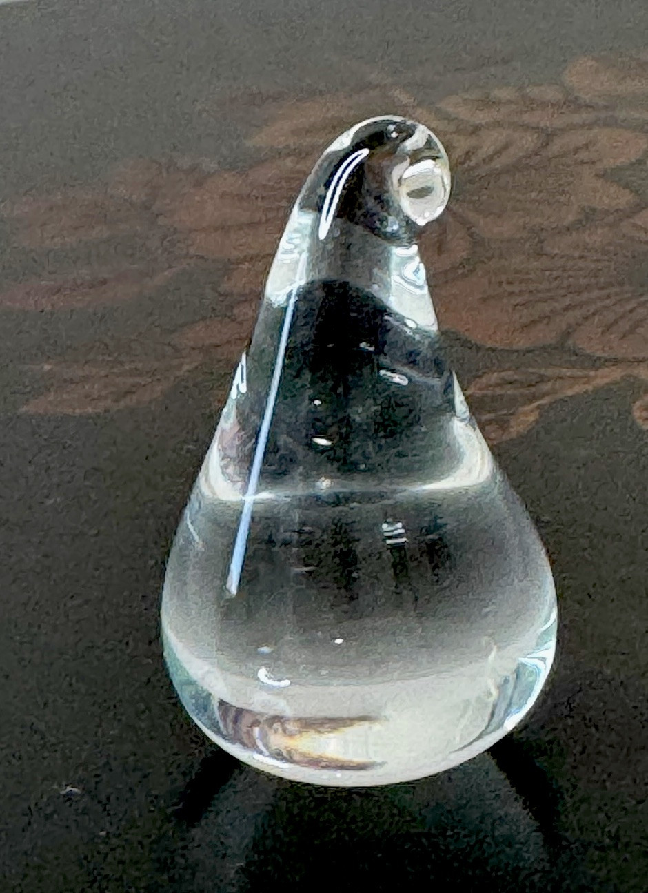 Tiny Art Glass Chocolate Kiss Miniature Clear Blown Glass Candy Paperweight 1.75