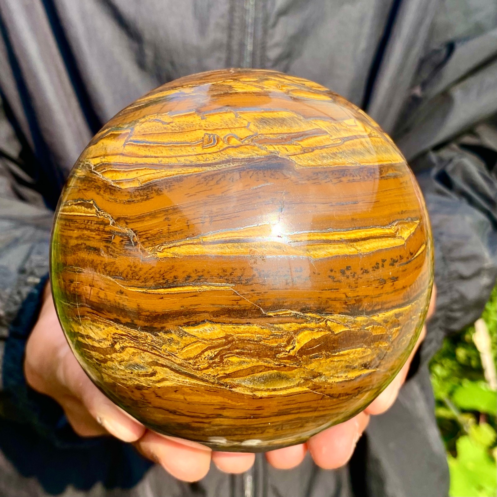 4.62LB Large Natural Tiger's Eye Ball Quartz Crystal Sphere Gem Healing Décor