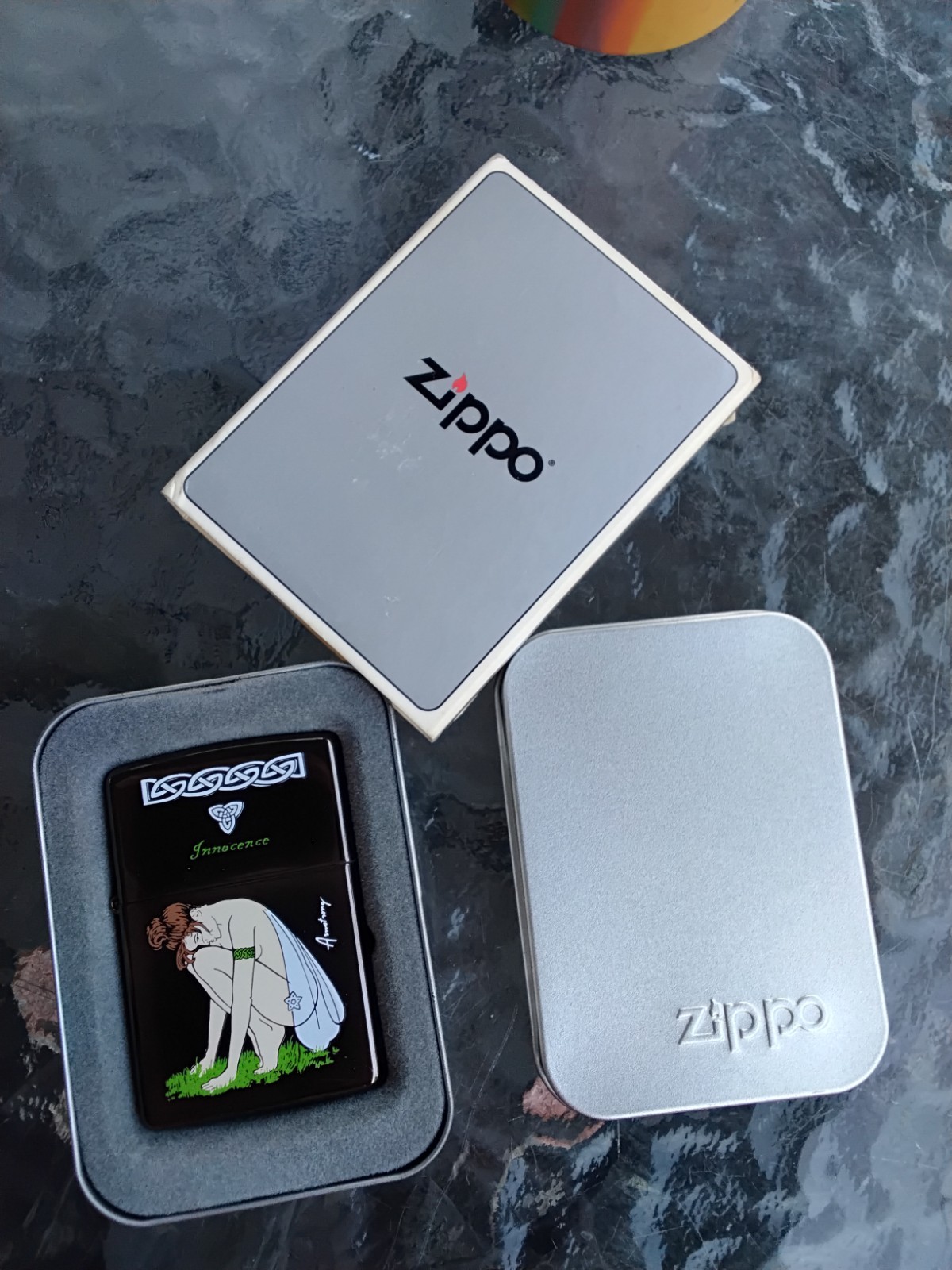 2 Fantasy Series Zippo Lighters, Innocence and Seduction, Unused Mint Cond. 2 Fantasy Series Zippo Lighters, Innocence and Seduction, Unused Mint Cond.