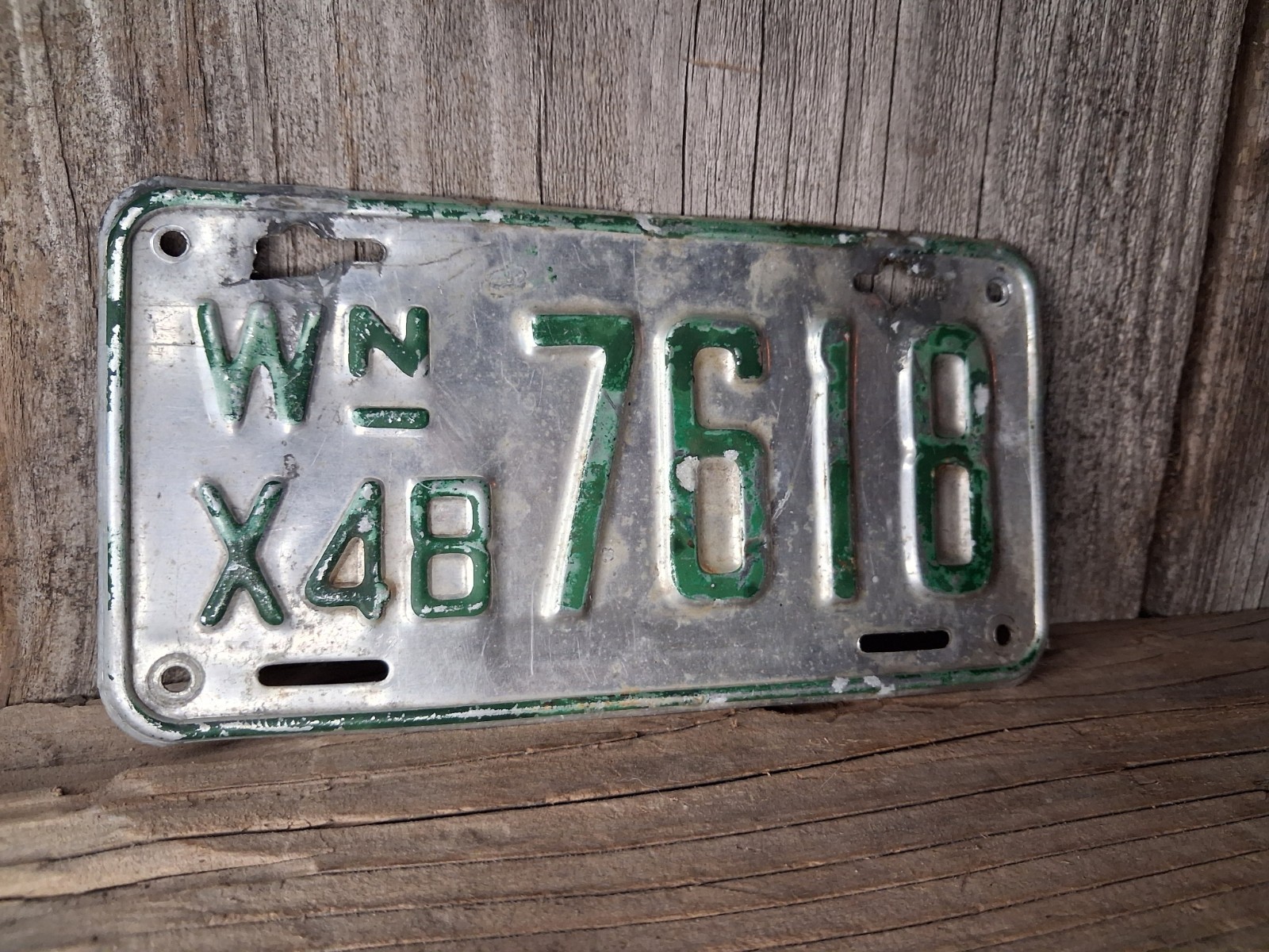 RARE 1948 Washington State MOTORCYCLE License Plate 7618- Indian Harley Triumph 