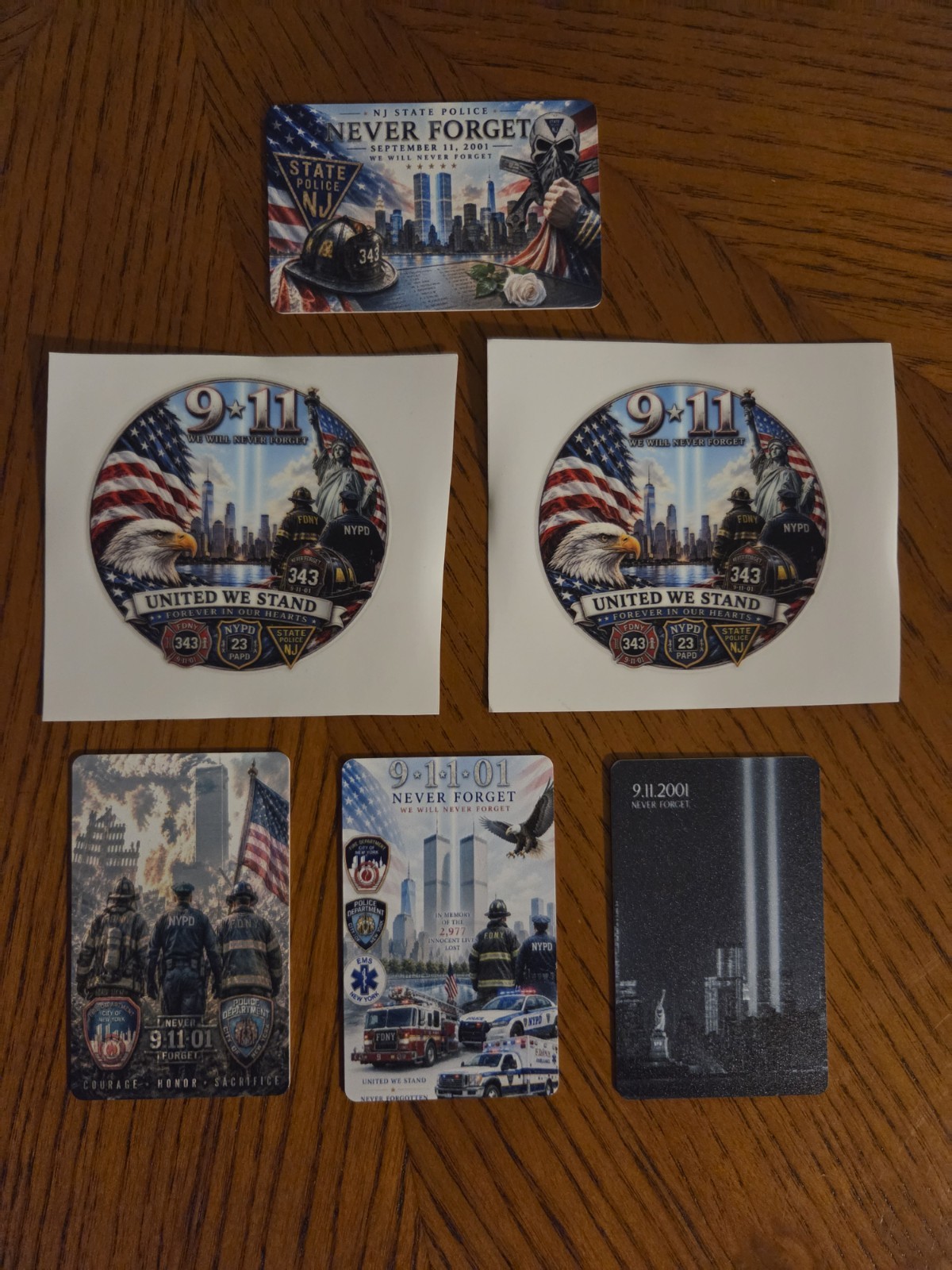 Lot of 9/11 Anniversary Decals And PVC collectirs Cards 