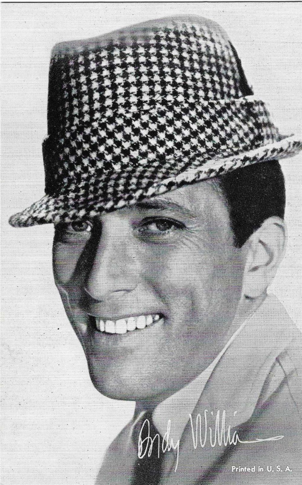 EXHIBIT CO. ARCADE ACTOR CARD 1960's ANDY WILLIAMS RARE, POPULAR CARD EXHIBIT CO. ARCADE ACTOR CARD 1960's ANDY WILLIAMS RARE, POPULAR CARD