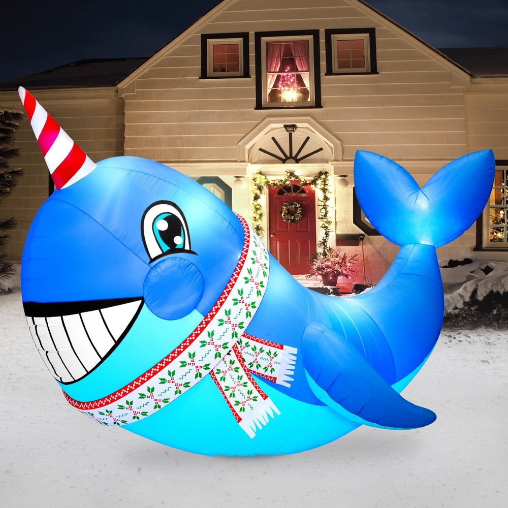 17 FT LED COLOSSAL NARWHAL WHALE OUTDOOR AIRBOWN INFLATABLE