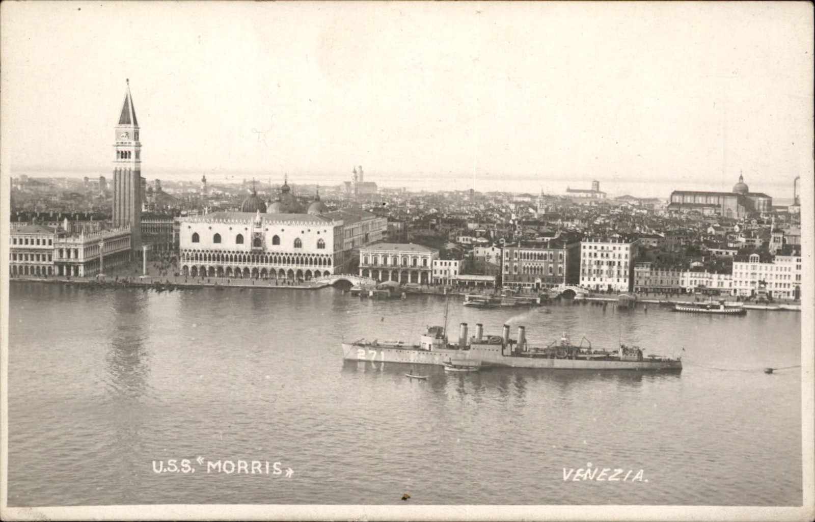 U.S.S. Morris Venice Naval Ship c1910s-20s Real Photo Postcard bhn