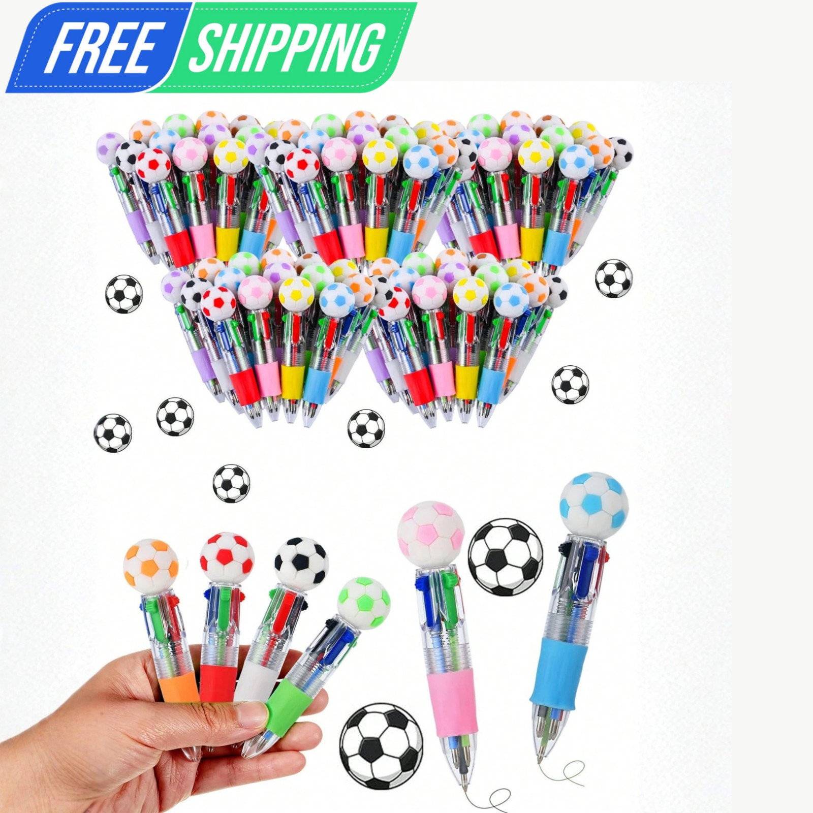 8pcs Mini Football theme Pen Set Sport Party Favours 4 in 1 Multicolour Pens