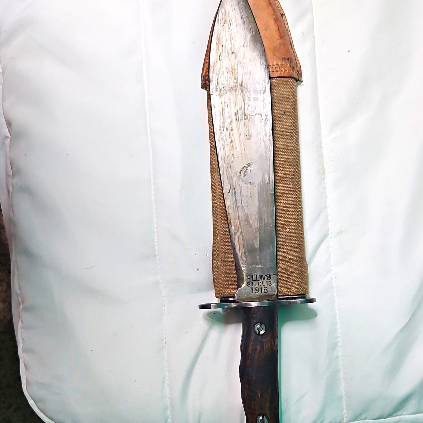 Plumb 1918 Vintage Combat Fixed Blade Knife, Clip Point, Full Tang, Sheath Plumb 1918 Vintage Combat Fixed Blade Knife, Clip Point, Full Tang, Sheath