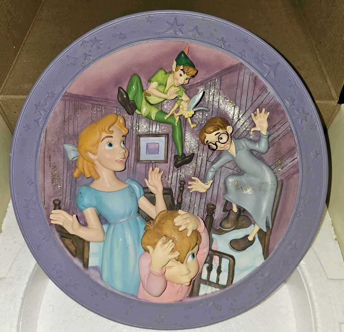 Disney Peter Pan Trust & Pixie Dust  Limited Ed 3D Relief Plate 6724/7500 w/Box
