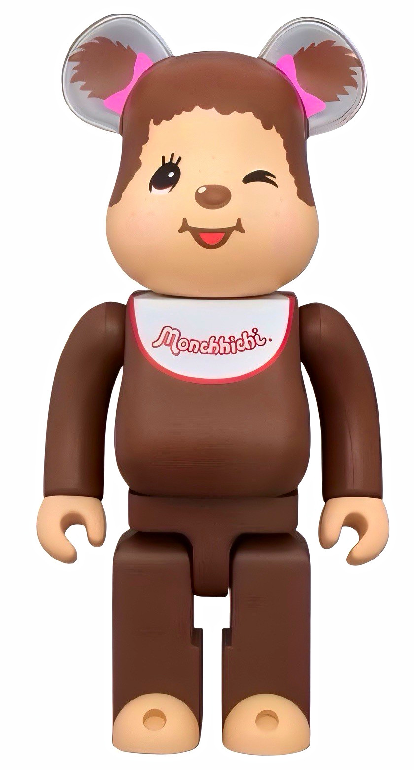 Medicom Toy Be@rbrick Monchhichi Winking Plastic Figure Brown Beige Pink Red