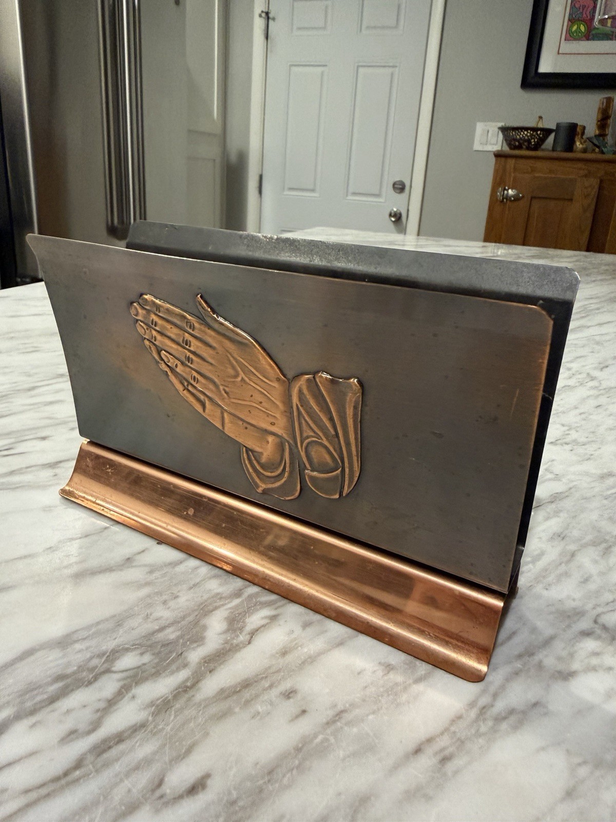 Vintage Coppercraft Guild Praying Hands Copper Letter, Desk, Napkin Holder Vintage Coppercraft Guild Praying Hands Copper Letter, Desk, Napkin Holder