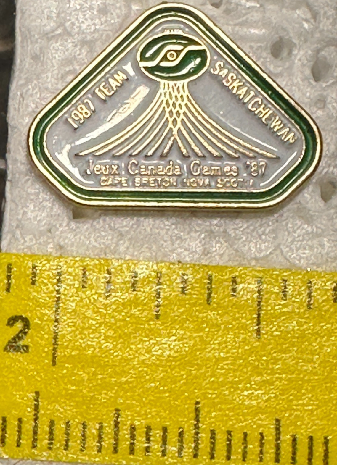 Vintage 1987 Team Saskatchewan Canada Winter Games Enamel Tack Pin Gold-tone Vintage 1987 Team Saskatchewan Canada Winter Games Enamel Tack Pin Gold-tone