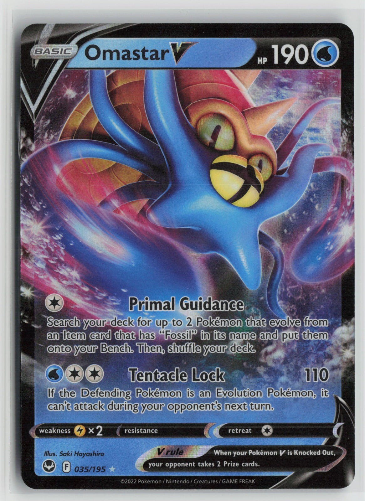 Omastar V Ultra Rare Holo SWSH12 035/195 NM Omastar V Ultra Rare Holo SWSH12 035/195 NM
