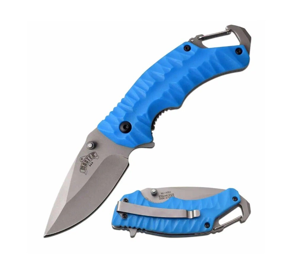 Master Cutlery DISCONTINUED Assisted Opening Carabiner 6.6/4/2.6 Knife MU-A084BL Master Cutlery DISCONTINUED Assisted Opening Carabiner 6.6/4/2.6 Knife MU-A084BL
