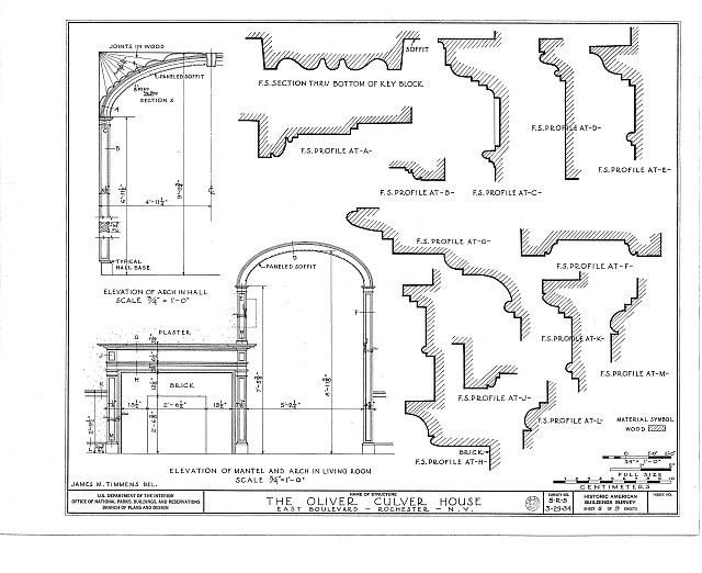 Photo:Rochester NY Oliver Culver House 1900s Arch Details HABS Drawing