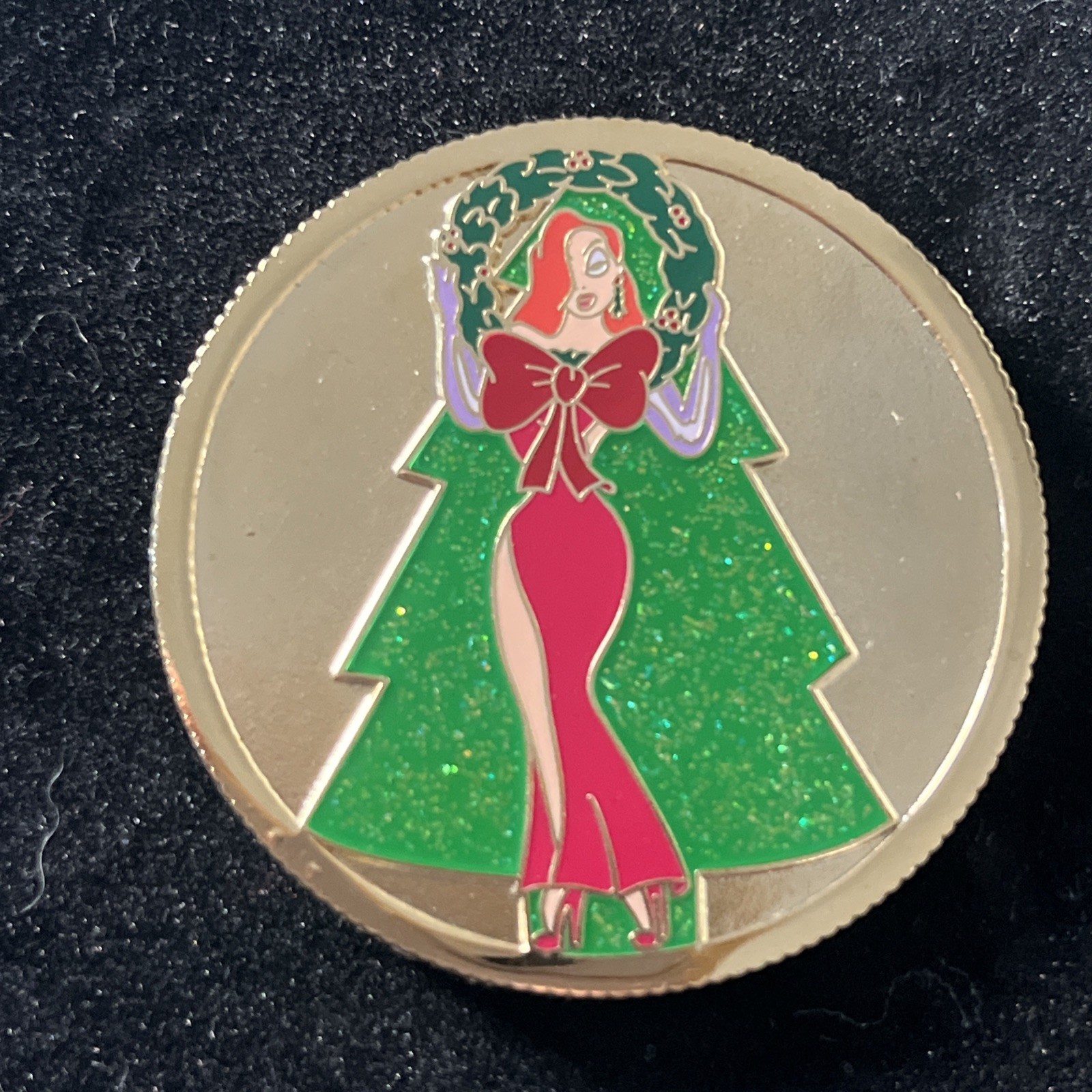 Disney Shopping Jessica Christmas Tree  Holiday Gold Coin Pin Rare LE 250 2008