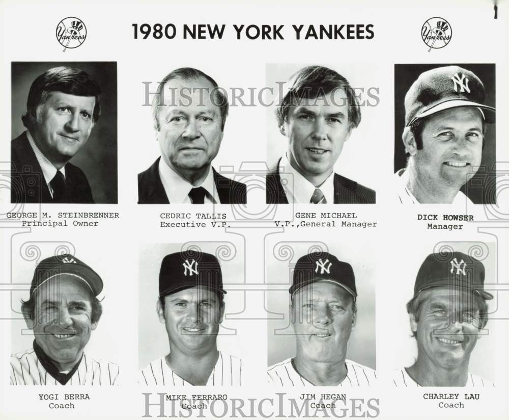 1980 Press Photo New York Yankees baseball officials, players in headshots