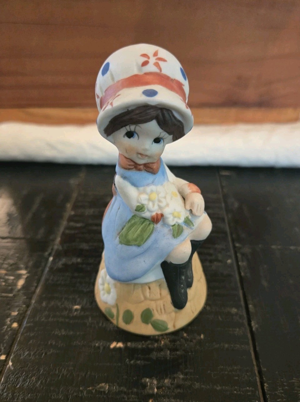 1978 Jasco Adorabelles Porcelain Bisque Bell Figurine Little Girl Kitten 1978 Jasco Adorabelles Porcelain Bisque Bell Figurine Little Girl Kitten