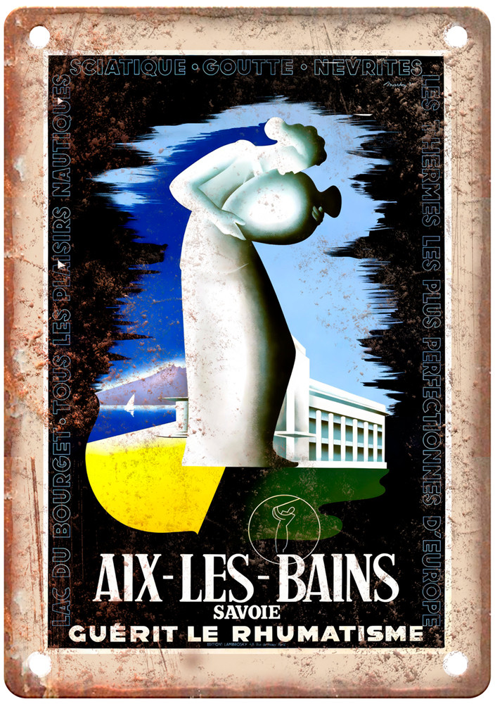 Vintage MARTON Aix les Bains Travel Poster Retro Look Sign T2489