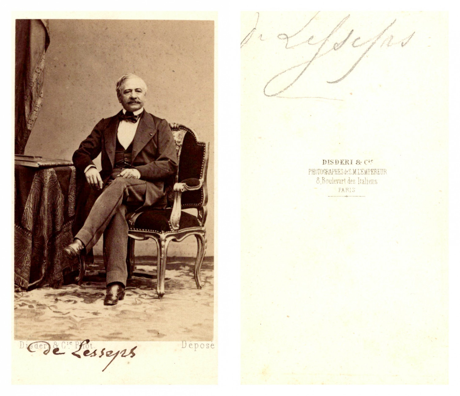 Disdéri, Paris, Ferdinand de Lesseps Vintage Albumen Print, CDV. CDV, print run